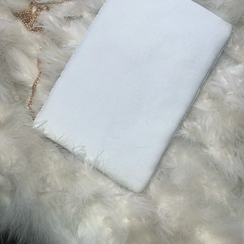 GOLF WIFEY New White & Blue Beaded Clutch Golfers Resort Country Club Vacation - Picture 11 of 16